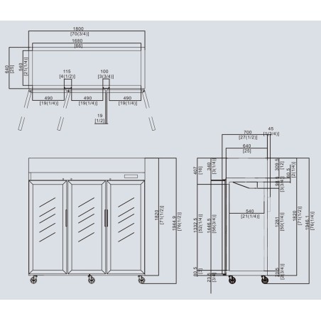 Armoire réfrigérée négative vitrée 1390 litres ATOSA ref. YCF9409GR