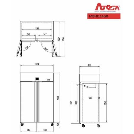 Armoire réfrigérée 1300 litres GN 2/1 négative ATOSA