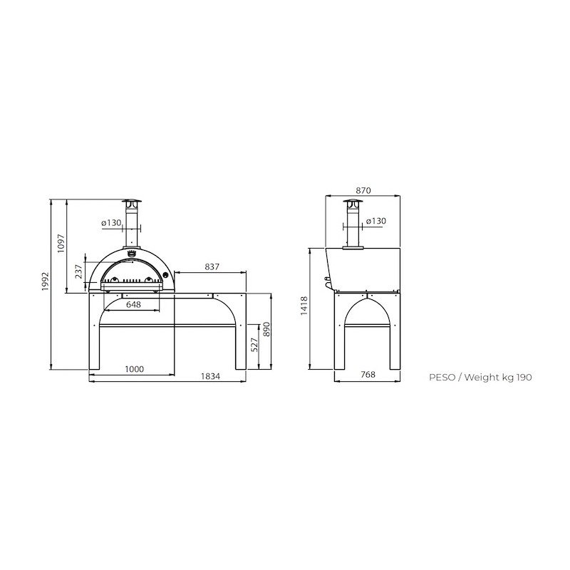 Chauffe-terrasse inox à gaz mobile, 13 500 W, GAZ Bartscher