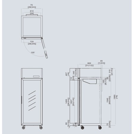 Armoire réfrigérée GN 2/1 670 litres négative ventilée ATOSA ref. MCF8601GR