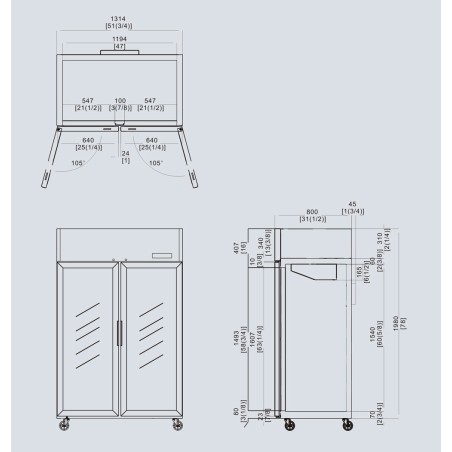 Armoire réfrigérée GN 2/1 1300 litres négative ventilée ATOSA ref. MCF8602GR