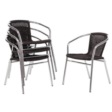 Fauteuils alu/imitation rotin noir BOLERO