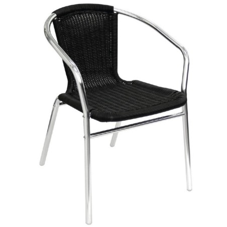 Fauteuils alu/imitation rotin noir BOLERO