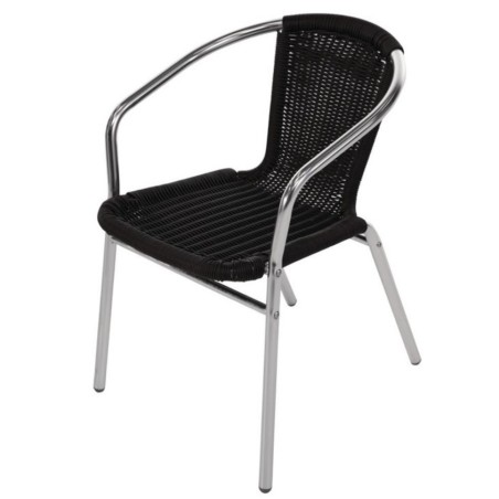 Fauteuils alu/imitation rotin noir BOLERO